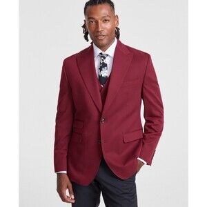 Tayion Collection Men's Classic-Fit Plaid Suit Jacket - Red, 44R